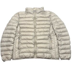 TUMI Women’s XL Clairmont Packable Down Filled Travel Puffer Jacket Light Khaki